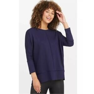 Spanx Perfect Length Top Dolman 3/4 Sleeve Empire Blue L